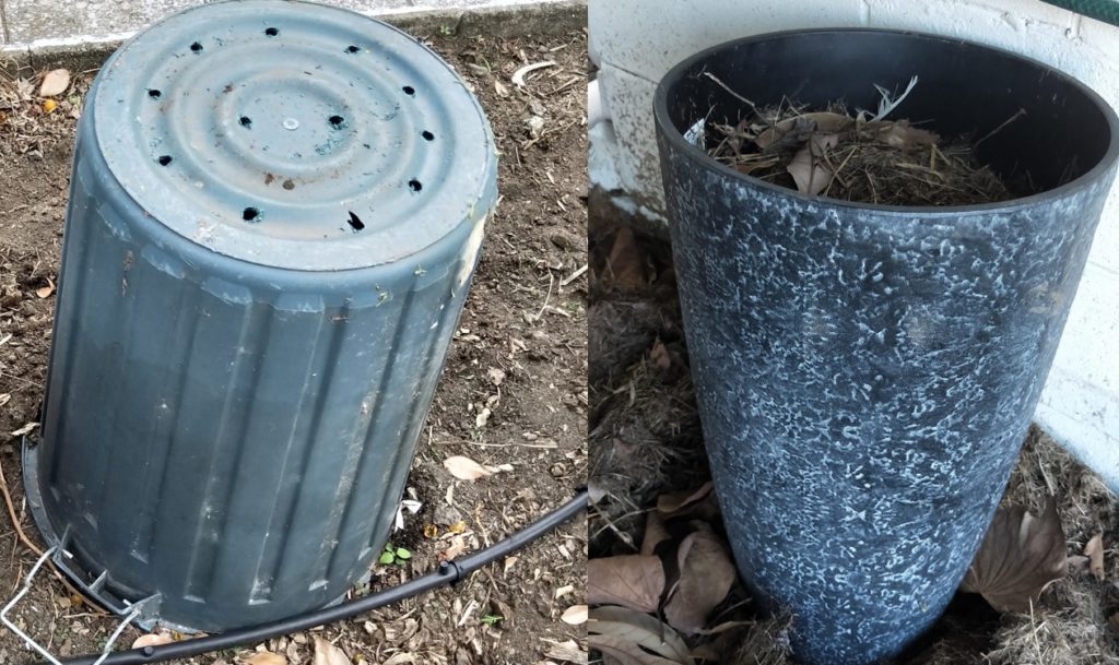 Composting Scurvy Weed (Wandering Dew) 10 Rubbish bin and planter pot to compost scurvy weed